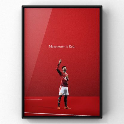 Amad Diallo - Manchester is Red - Derby Winner 2024/25 Manchester United Football Art Print
