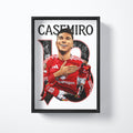 Casemiro Manchester United art print shown in a black frame