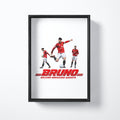 Bruno Fernandes record-breaking assists print shown in a black frame
