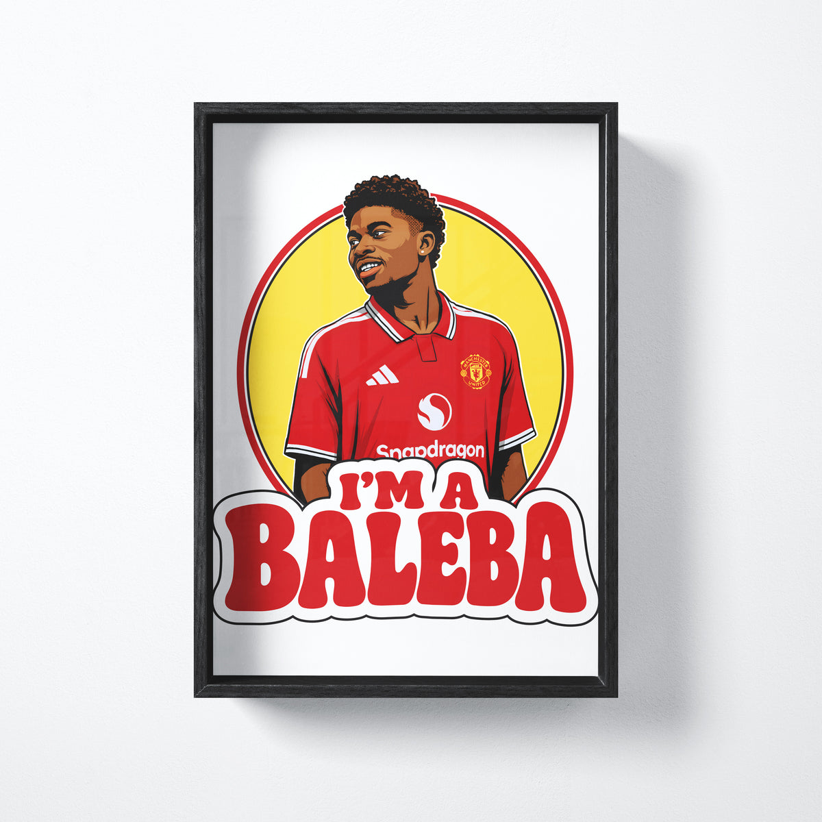 I'm a Baleba illustrated football print shown in a black frame