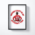 Kobbie Mainoo United Can’t Play Without You print shown in a black frame