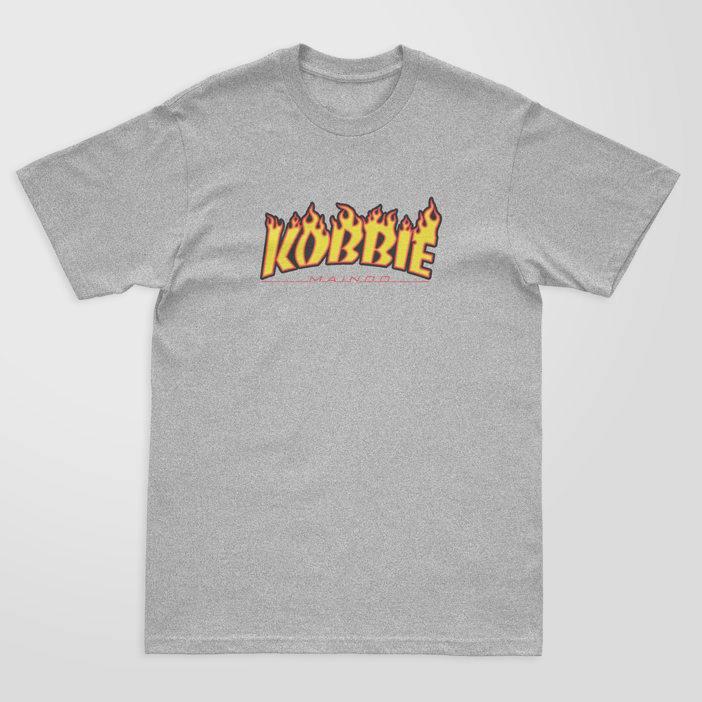 Kobbie Mainoo Fire shirt by Haz Does Whatever, Manchester United football art