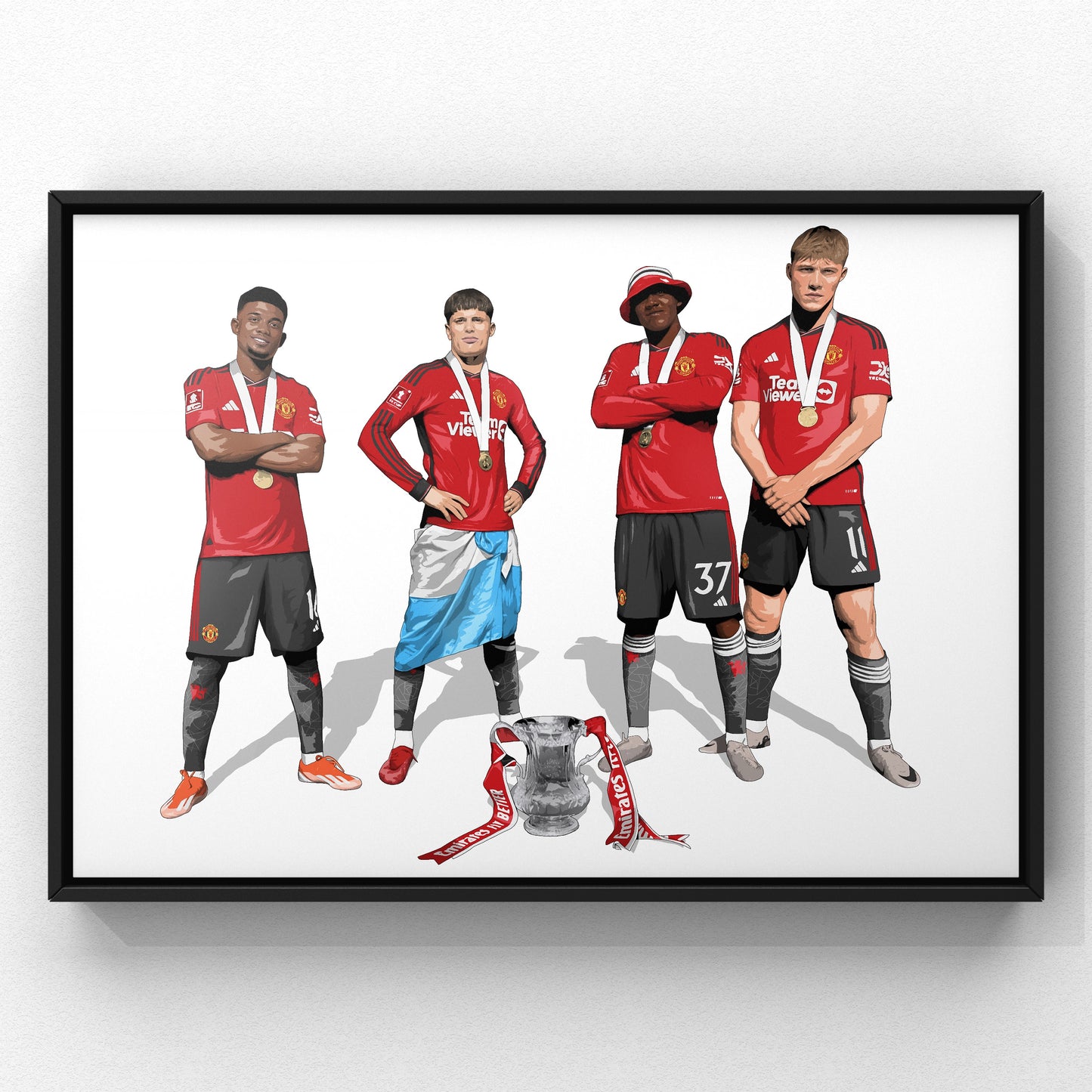 Amad Diallo, Alejandro Garnacho, Kobbie Mainoo, and Rasmus Højlund FA Cup Print