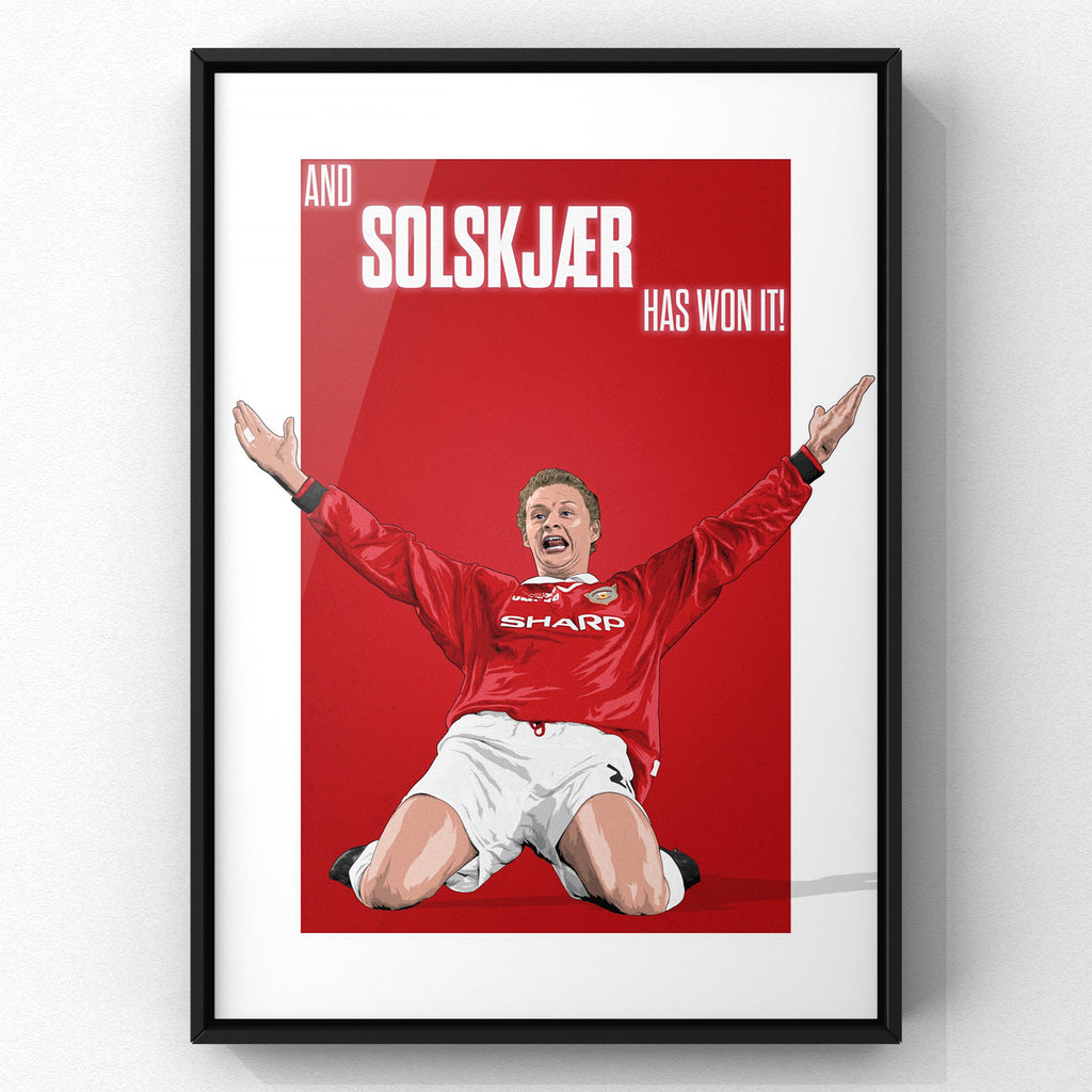 Ole Gunnar Solsjkær 1999 print by Haz Does Whatever, Manchester United football art