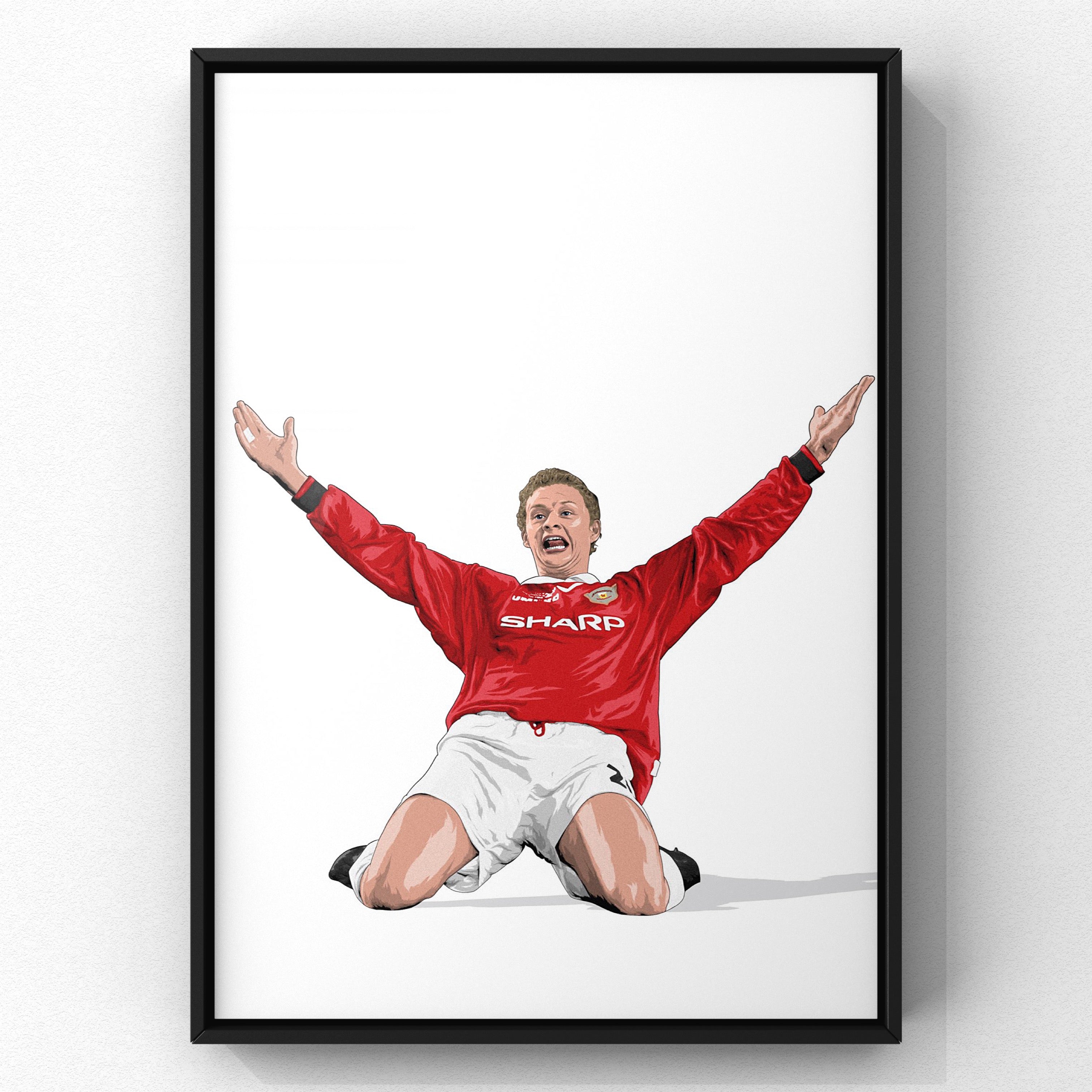 Ole Gunnar Solsjkær 1999 print by Haz Does Whatever, Manchester United football art