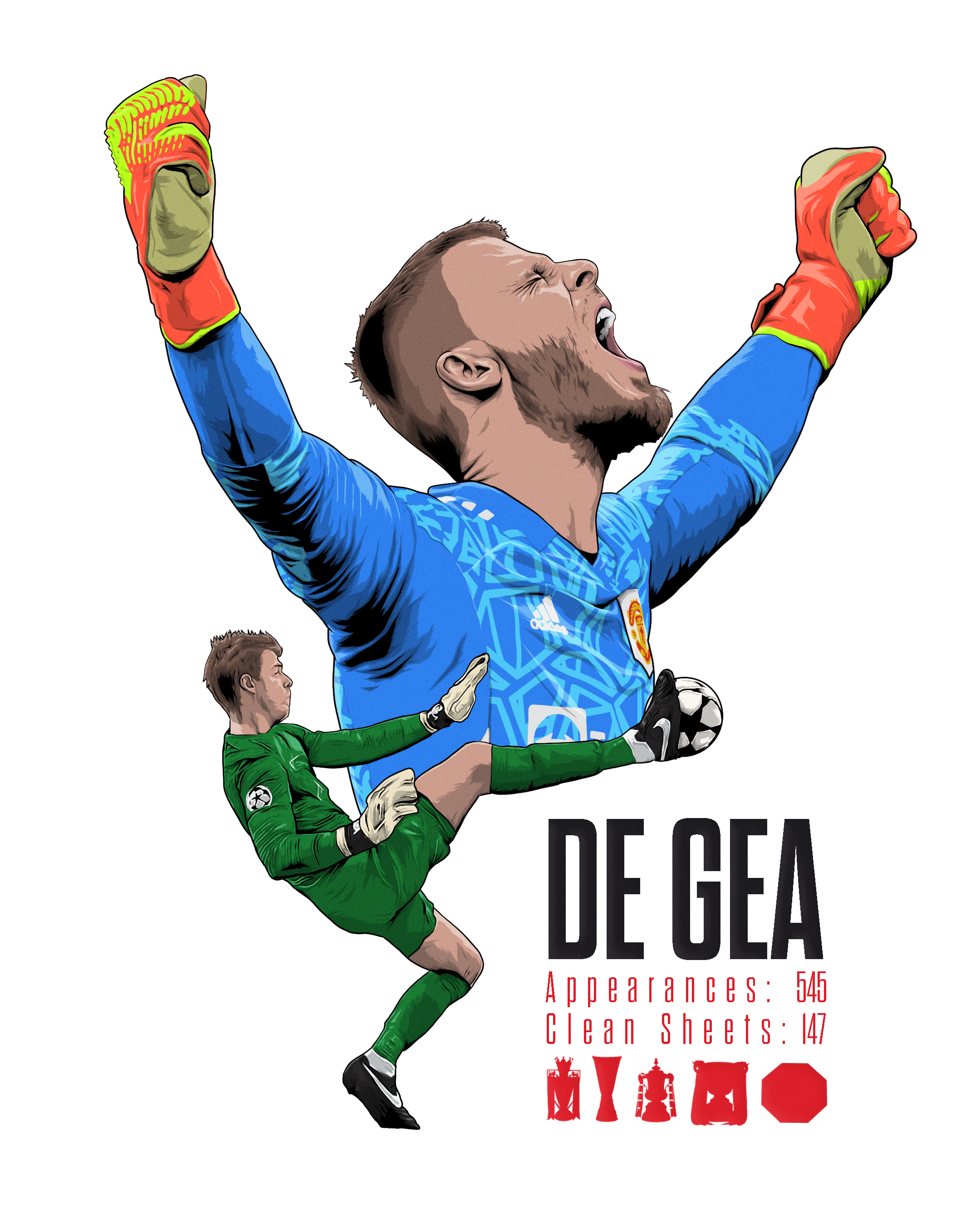 David de Gea Manchester United Legend Print print by Haz Does Whatever, Manchester United football art