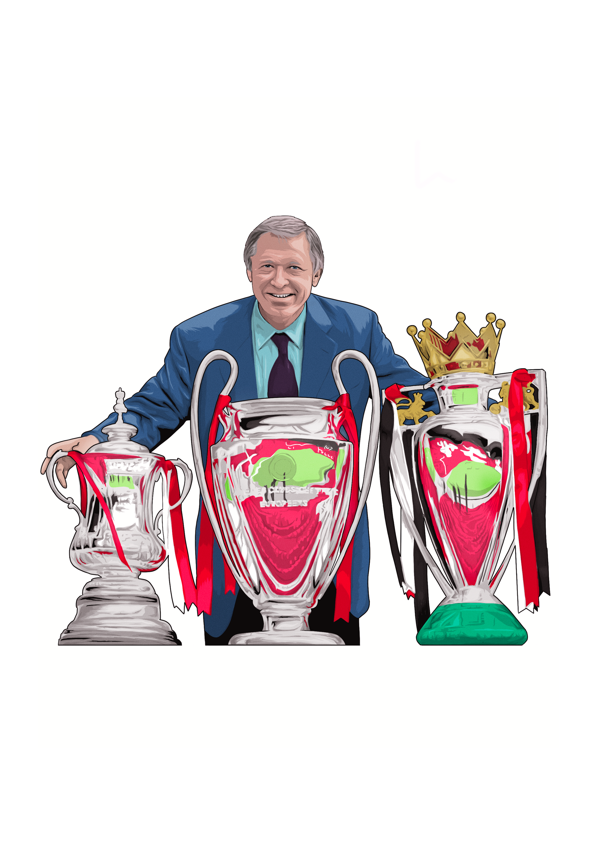 Sir Alex Ferguson Treble Print