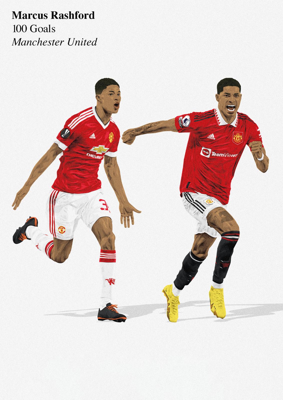 Marcus Rashford 100 Goals Print