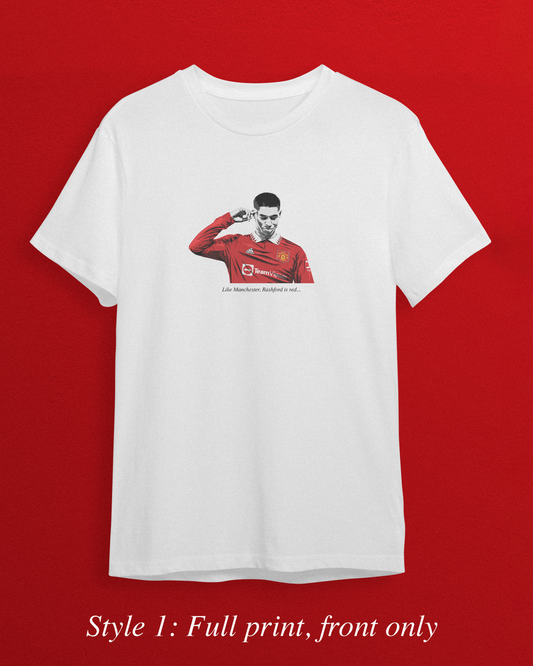 Rashford is red t-shirt